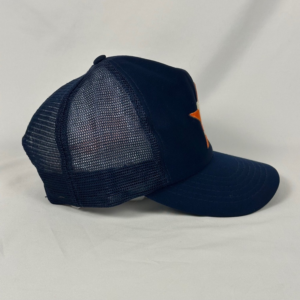Vintage 90's Houston Astros Trucker Hat Men M/L Navy Blue Mesh Snapback UI Cap - Picture 5 of 12